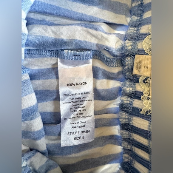 btween Girls Light Blue and White Striped Wide Leg Pants - Picture 7 of 7